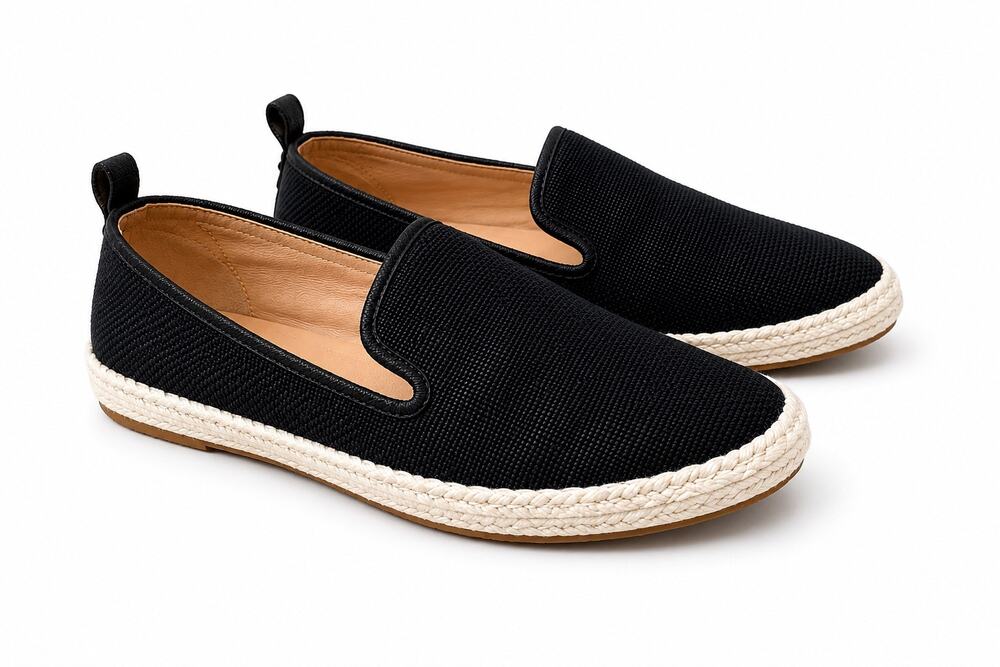 ALEX MARIE Raanata Black Espadrille Platform Slip On Flats Leather Loafers Sz 7